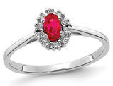 1/3 Carat (ctw) Natural Ruby Ring in 14K White Gold with 1/10 Carat (ctw) Diamonds